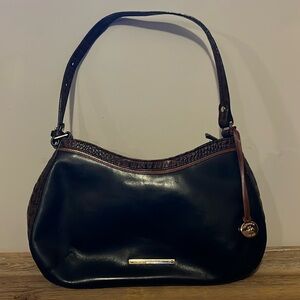 Brahmin black and brown croc leather shoulder bag